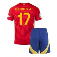 Camisa de Futebol Espanha Nico Williams #17 Equipamento Principal Infantil Europeu 2024 Manga Curta (+ Calças curtas)